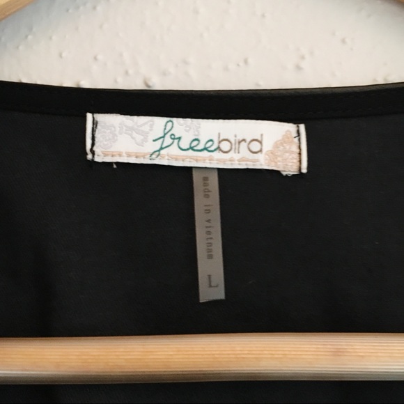 Freebird Sheer Black Top with Faux Leather - Picture 2 of 6